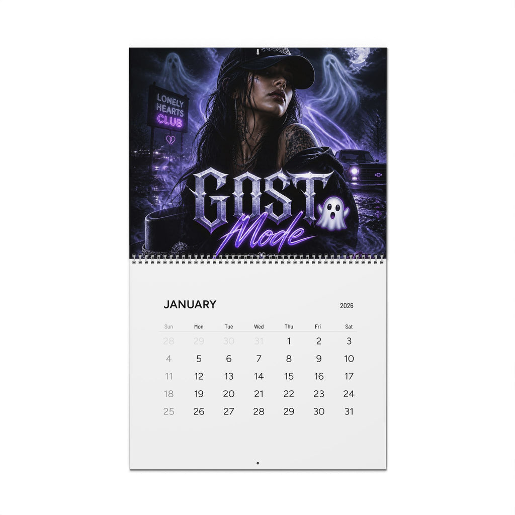 2026 'GHOST MODE' Wall Calendar - Gothic Moon & Ghosts Monthly Planner