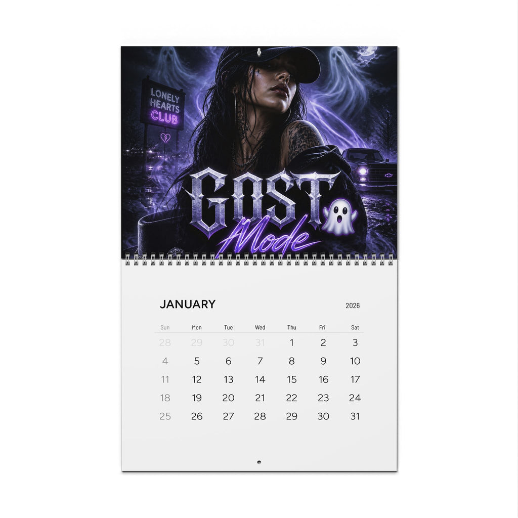 2026 'GHOST MODE' Wall Calendar - Gothic Moon & Ghosts Monthly Planner