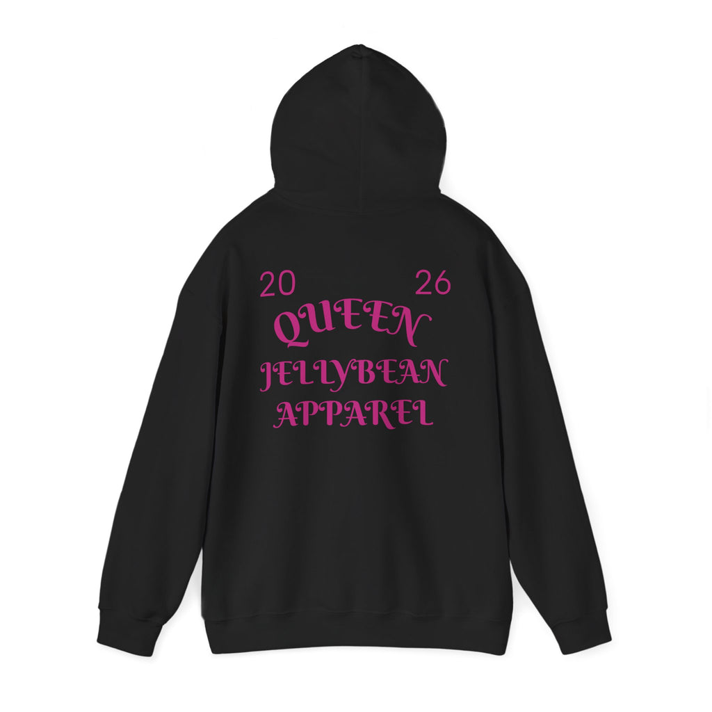 Love Too Much Hoodie — Pink Retro Text Pullover (Queen Jellybean Apparel 2026)