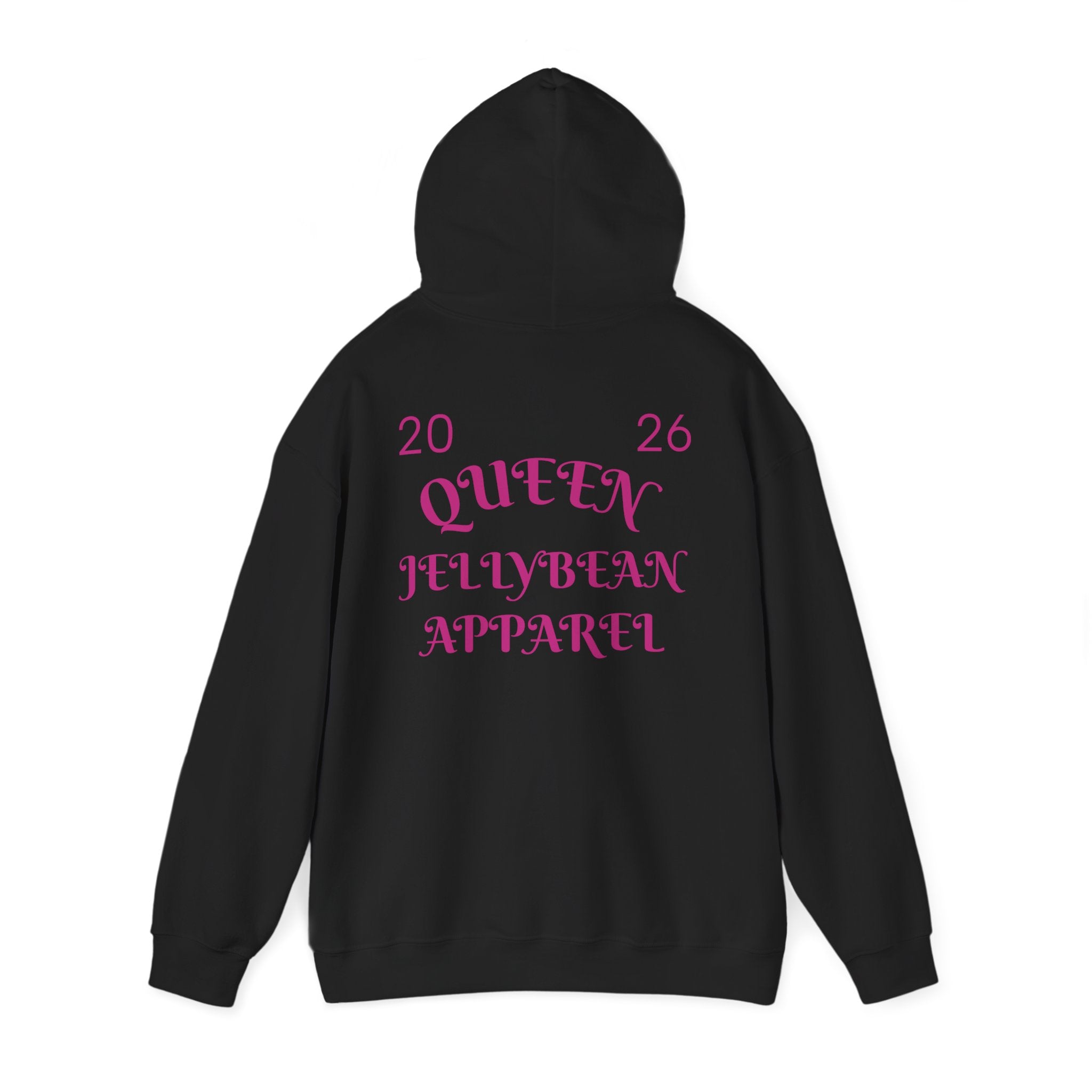 Love Too Much Hoodie — Pink Retro Text Pullover (Queen Jellybean Apparel 2026)