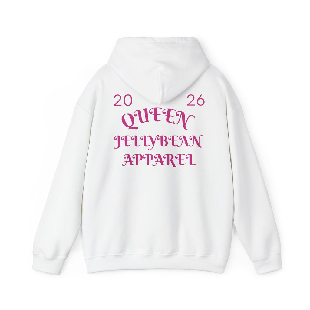Love Too Much Hoodie — Pink Retro Text Pullover (Queen Jellybean Apparel 2026)